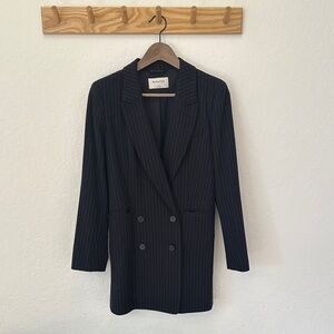 Aritzia Black Pinstripe Double-Breasted Blazer